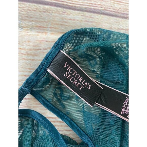 Victoria Secret Sheer Green Mesh Teddy Lingerie - Small - Picture 12 of 15